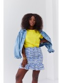 Blue ruffled mini skirt with floral ruffles 3861 - Online store - Boutique